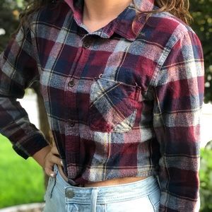 flannel, crop top.